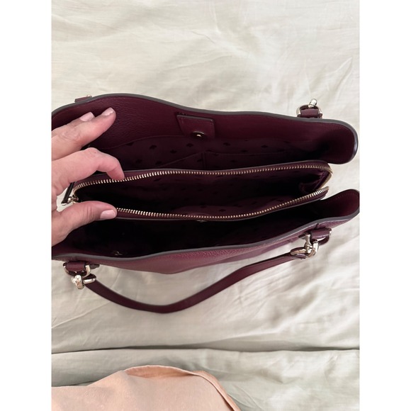 Kate Spade New York Burgundy Pebbled Leather Shoulder Tote Zip‎ Top - Picture 5 of 13